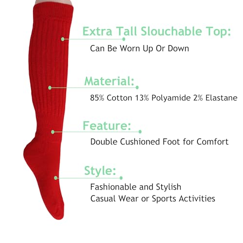 AWS/American Made 3 Pairs Slouch Socks for Women Pack Colorful Extra Heavy and Long Shoe Size 5 to 102