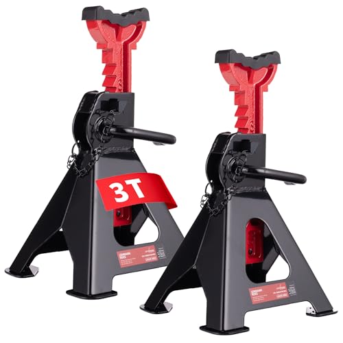 LEHMANN 2 x Chandelles Voiture 3T - Hauteur Réglable de 300 à 430 mm - avec Patin en Caoutchouc - Double Système de Sécurité - pour Voitures, SUV et Camionnettes jusqu'à 3000 kg - Stables