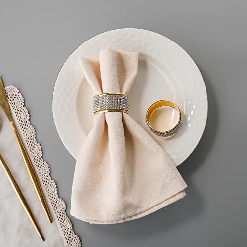 Joyindecor Napkin Rings Set Of 6 - Round Crystal Diamond Rhinestone Napkin Ring Holders For Home Family Gathering Dinner Table And Party Wedding Holidays Decoration (Gold) #TOP3
