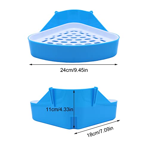 Image of Litewoo Rabbit Litter Box Toilet Bunny Corner Potty for Guinea Pigs, Blue | Sturdy plastic, 9.45 inchx7.09 inchx4.33 inch pan, scalloped splash guard, mesh drop-through design, easy rinse-clean, for small animal