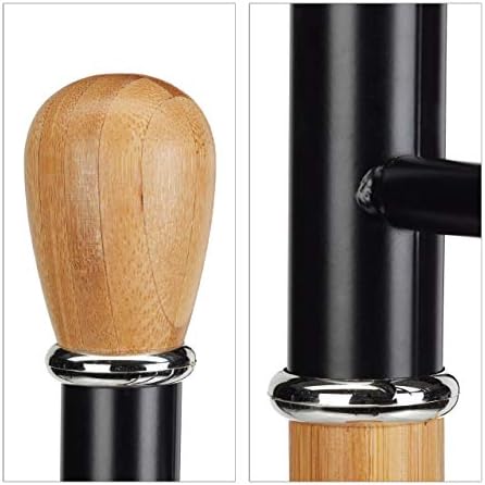 Relaxdays Towel Holder Stand, Adjustable, No Drilling, 3 Towel Rails, Bamboo, Metal, HWD: 94 x 48 x 48 cm, Natural 10024766