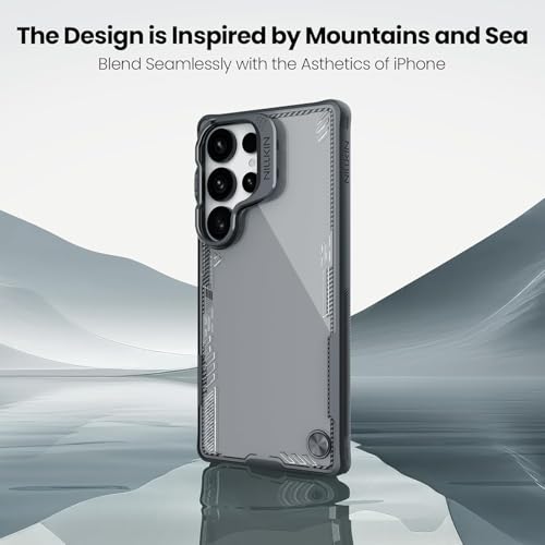 Image of PRITO Nilkin Magnetic Case for Samsung S25 Ultra, Shockproof Protection with MagSafe, Never Yellowing and Biodegradable Material, with Stand & Transparent Camera Lens Cover (Black, S25Ultra)