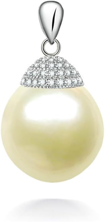 PremiumPearl 10-10.5mm Cream South Sea Cultured Pearl Pendant Drop Shaped AA Quality Sterling Silver