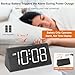 DreamSky Wooden Digital Alarm Clocks for Bedrooms - Electric Desk Clock with Large Numbers, USB Port, Loud Alarm for Heavy Sleepers, Adjustable Volume, Dimmer, DST, Wood Décor Gifts, Adapter Powered