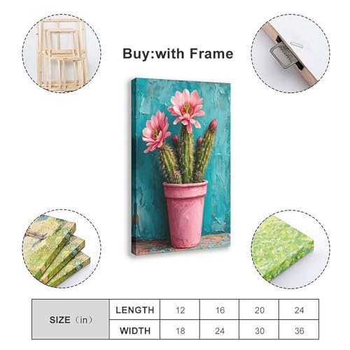 Fleurs de cactus impression sur toile decoration murale 40 x 60 cm