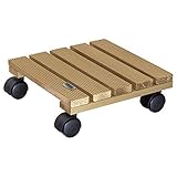 SOPORTE CON RUEDAS PARA PLANTAS: El tablero rodante para plantas con 4 ruedas dobles maniobrables y superficie de carga acanalada y antideslizante de madera maciza con certificación FSC puede mover cargas pesadas con seguridad. Permite mover fácilmente y sin problemas de espalda las pesadas macetas.
