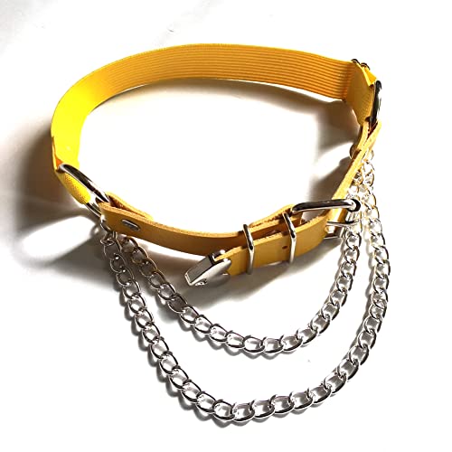 Lockban Liga de coxa ajustável em forma de coração, 2 peças, cinta-liga de couro punk com correntes