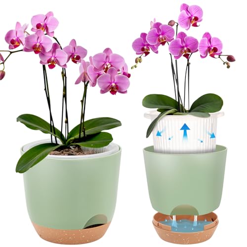 Sxueg 7.2 Inch Self Watering Orchid Pots for Indoor Plants,Macetas