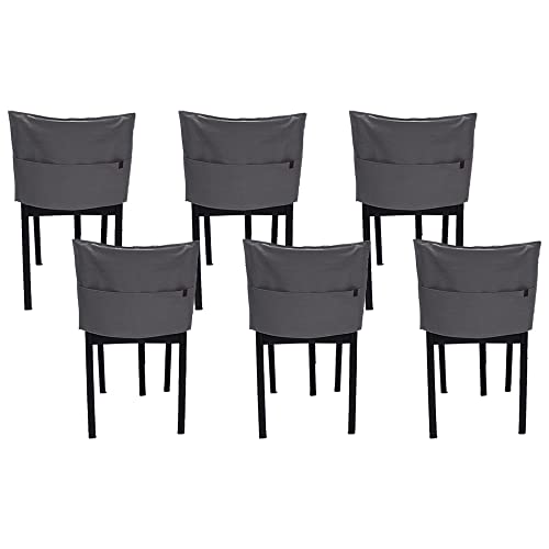 Muka Dining Chair Covers Set Of 6, Living Room Chair Slipcovers 6 Pack-Dark Grey-L #TOP6