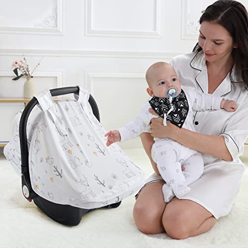 Image of Baby Car Seat Cover, Soft Sun Shade Cover, Breathable Comfortable Privacy Carseat Canopy Protect for Newborn Infant Boys Girls (Animals)