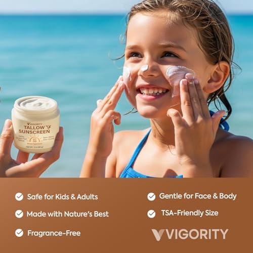 Image of Beef Tallow Sunscreen with Clear Zinc: Non-Toxic SPF 30 Sunscreen for Face & Body, Natural Sunblock with Nourishing Tallow & Botanical Extracts 2 Fl Oz