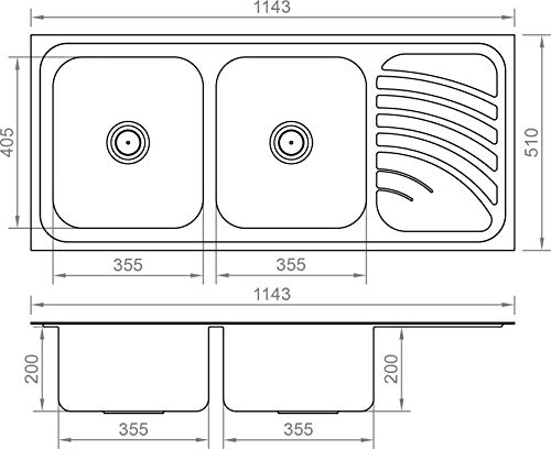 Image of CROCODILE 304 Grade Stainless Steel Double Bowl Kitchen Sink (45 inch x 20 inch x 8 inch Double Bowl + Drainboard, Glossy)