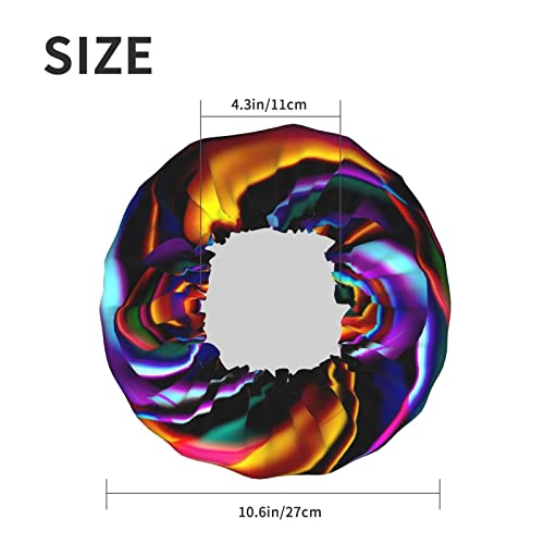 Jzdach Shower Cap, Waterproof Reusable For Tie Dye Hair Cover Lined Peva Material thumb #4