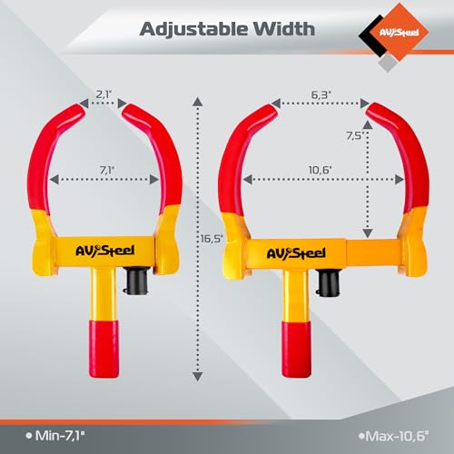image for AV Steel Universal Wheel Lock Clamp Heavy Duty Trailer Wheel Lock, Adj
