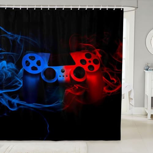 Erosebridal Game Shower Curtain, 72"W x 72"L, Color 06, Waterproof, Modern, 3D Print, Bathroom Accessory