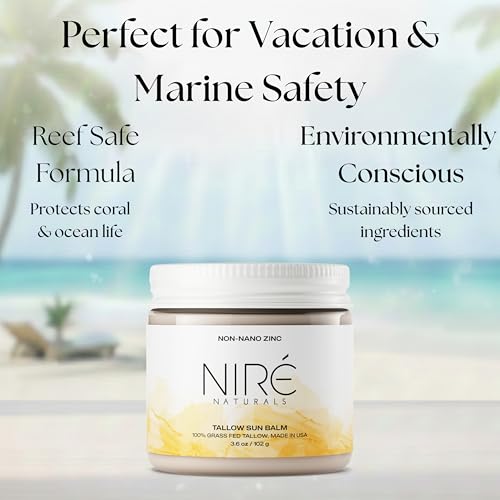 Niré Naturals Tinted Mineral Sun Balm for Face. Chemical Filter-Free, Beef Tallow Non-Nano Zinc Formula, Made in USA, Non Toxic Ingredients