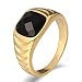 Banemi Hip Hop Herren Ring, Edelstahl Retro Punk Rings Schwarz Marquise Zirkonia Eheringe für Herren Größe 52 (16.6)
