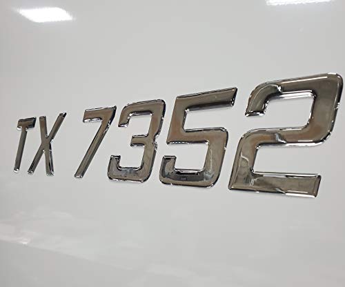 Boat & Jetski Registration Numbers - Domed/Raised Decal (16 Pcs) Solid Plain Chrome (M- Series) #TOP1