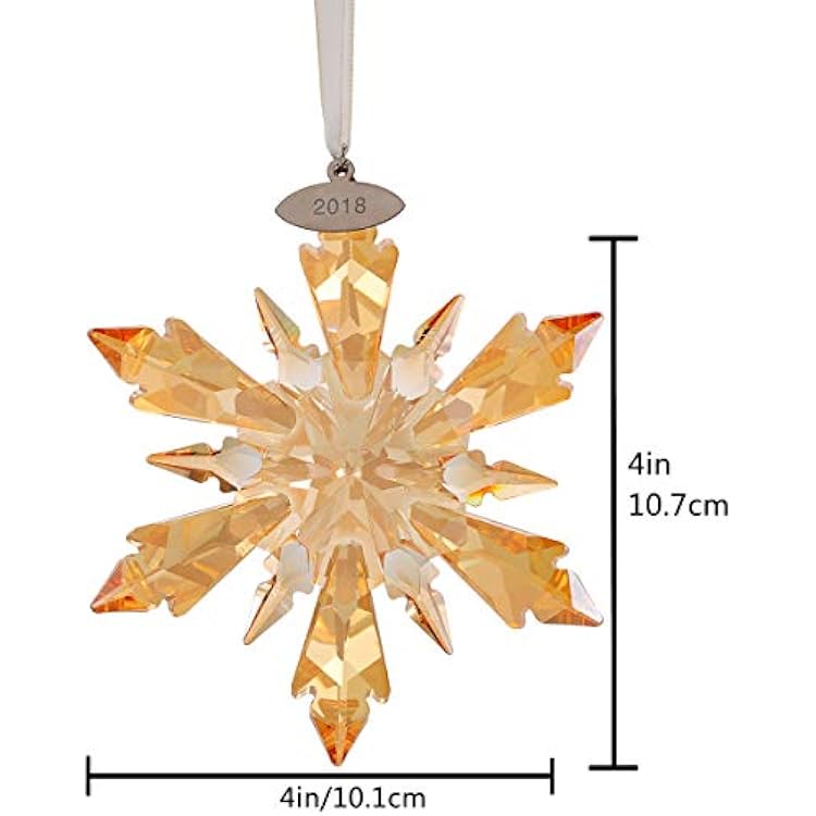 XIANGBAN Crystal Snowflake Pendant Home Clear Star Decoration Hanging Christmas Prism Jewelry (Champagne)