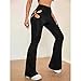 Maiyifu-GJ Women's High Waist Cut Out Pants Skinny Cut Out Workout Flare Yoga Pant Sexy Stretch Wide Leg Long Trousers (Black,X-Small)