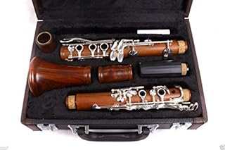 Yinfente Intermediate B-Flat Clarinet Rosewood wood Body Silver Plate Bb Key 17 key Case + Reeds + Pads