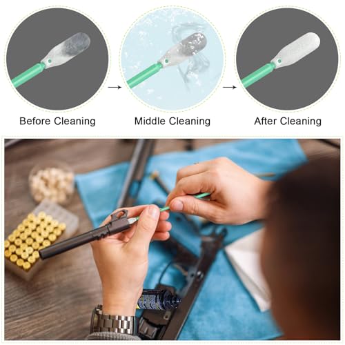 Meanhoo Gun Cleaning Kits, Lint Free Gun Cleaning Patches for Firearms, 6 Inch Long Cotton Swabs, Highly Absorbent Clean Cloth for Comprehensive Firearm Maintenance (900 Patches + 250 Swabs) - Thumbnail 7