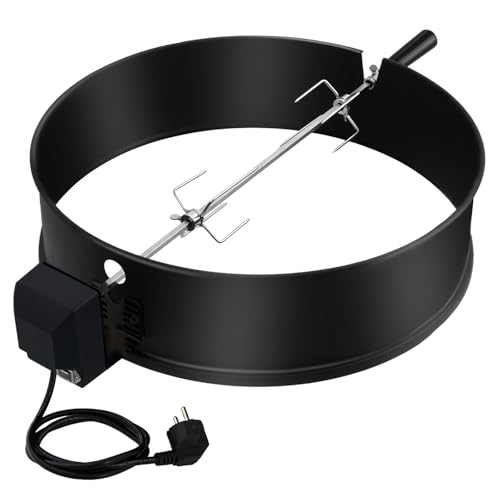 VELPAX Enamelled Rotisserie Ring Kit Fits for 57cm Weber Charcoal Kettle Grill Electric Motor Compatible with Weber 2290 & Other 57cm Models