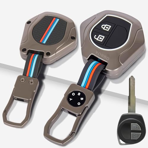 Image of Yobbo Car Accessories Key Cover Compitable for Suzuki Swift Ertiga Wagonr Celerio Swift Dzire Alto Fronx Breza S Presso Ignis 2 Button Remote Key Metal