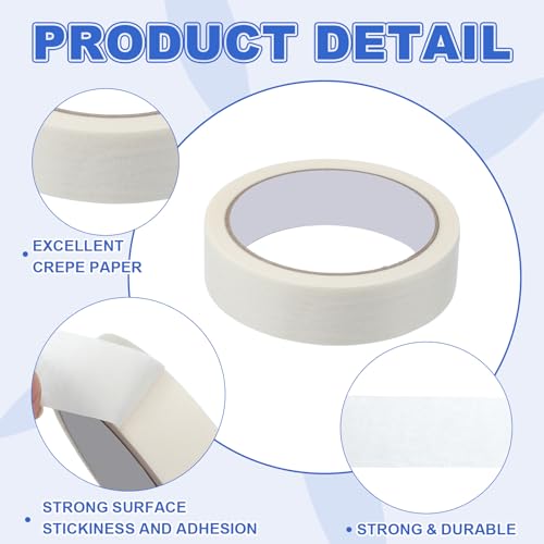 Image of MECCANIXITY Masking Tape 1 Inch x 21 Yard Painters Tape Adhesive Paint Tapes for DIY Crafts Arts Wall Painting Labeling Car Home Office Decoration, White, Pack of 10
