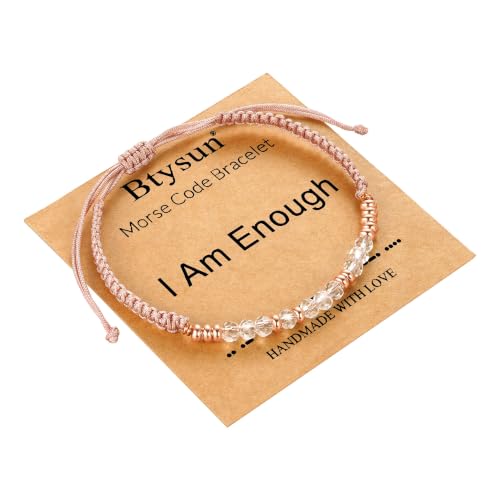 Image of Morse Code Bracelets for Women Mothers Day Gifts 2026 Graduation Gifts Mom Birthday Gift Pink Braided Bracelets Teen Trendy Stuff Inspirational Best Friend Birthday Gifts for Daughter Girlfriend Christmas Stocking Stuffers Jewelry