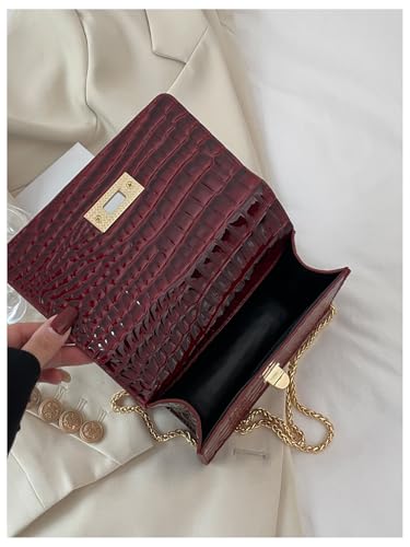 SweatyRocks Women's Crocodile Top Handle Leather Shoulder Handbags Crossbody Bag3