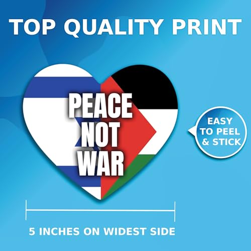 Calcomanía política de la paz no la guerra Israel Palestina corazón de vinilo 3
