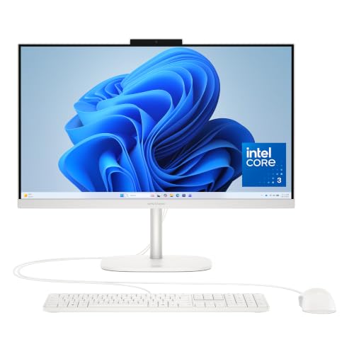 Image of HP OmniStudio 23.8 inch All-in-One Desktop PC, FHD Display, Intel Core 3 100U, 8 GB RAM, 256 GB SSD, Intel Graphics, Windows 11 Home, Cotton White, 24-cu0440 (2026)
