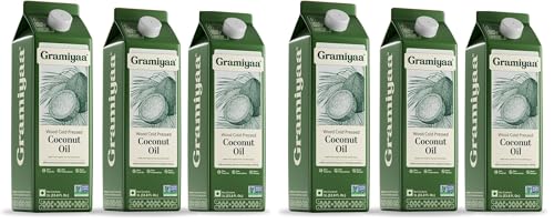 Image of Gramiyaa Cold Pressed Coconut Oil 3 Litre | Chemical-free, Zero Trans-fat Cooking Oil | Unrefined Oil | Fresh Protect Pack | Kachi Ghani Coconut Oil for Cooking (Pack of 2)