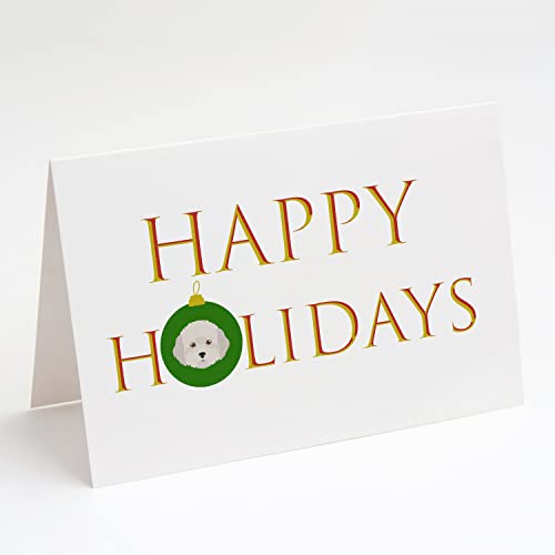 Caroline's Treasures CK9559GCA7P Cyprus Poodle - Dog Face Happy Holidays Christmas Greeting Cards and Envelopes Pack of 8 Blank Cards with Envelopes Whimsical A7 Size 5x7 Blank Note Cards