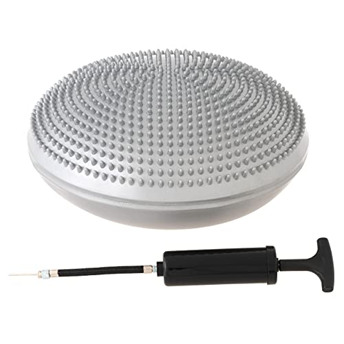 MAXXIVA Ballsitzkissen Fitness Ø 33 cm mit Noppen Pumpe Fitness-Zubehör Fitness-Training Yoga Gymnastik Pilates Physiotherapie Luft-Kissen (Grau)