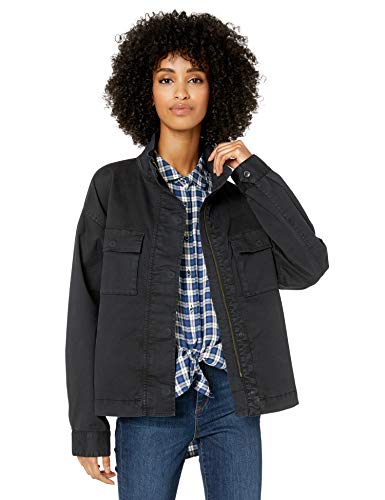 Amazon Brand - Goodthreads Women's Cropped Oversized Utility Jacket, Washed Black , X-Large