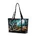 Produktbild DOSHINE Damen Laptoptasche, Halloween Castle Witch Pumpkin Party Canvas Tote Bag Handtasche Leichte Computer Laptop Tasche 15,6 Zoll Schultertasche für Business Büro Arbeit Reisen