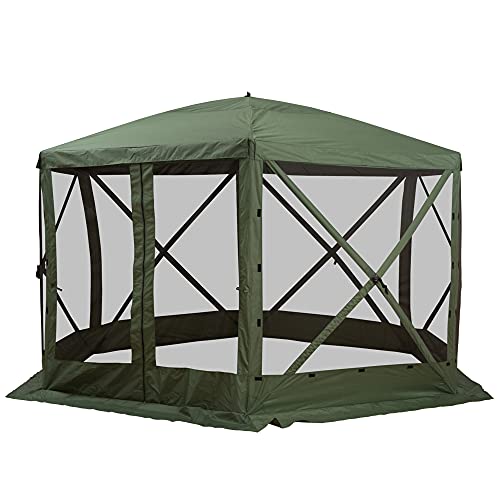 Outsunny-Hexagon-Screen-House-Pop-Up-Tent-Portable-Gazebo-Canopy-Shelter-with-Mesh-Netting-Walls-Carry-Bag-and-Shaded-Interior-12-x-12-Green Outsunny Hexagon Screen House Pop Up Tent Portable Gazebo Canopy Shelter with Mesh Netting Walls Carry Bag and Shaded Interior 12 x 12 Green