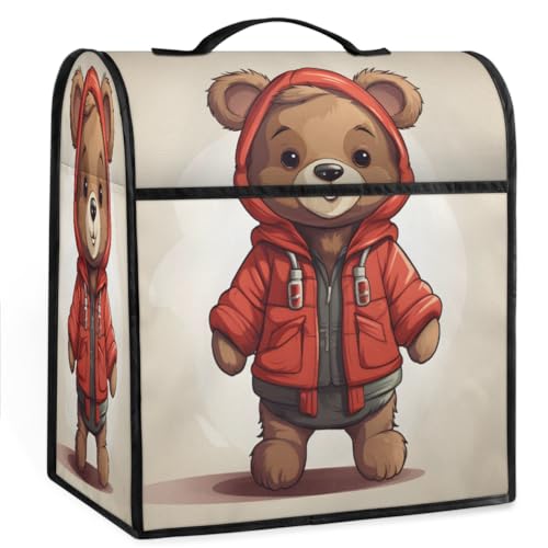 Coffee Maker Cover Cute Bear Cartoon Kitchen Appliance Covers Small Appliance Covers Blender Cover Juicer Cover Dust Covers for Kitchen Appliances with Top Handle and Pockets,Washable,C338
