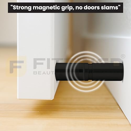 Image of 3 Inch Door Stopper Pipe Magnetic /Stopper for Main Door /Stainless Steel Heavy Duty Magnet Door Stops /Door Back Stopper for Home /Office /Hotels - (Pack of 2) - Black Finish-| 3 Years Warranty |