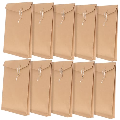 Artibetter 10個 クラフト紙製ファイルホルダー 紐付き封筒 書類整理用ドキュメントケース 多機能 大容量 オフィス 家 学校対応