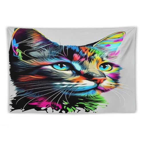 Tapis mural esthetique chat PAZZK deco murale grand format
