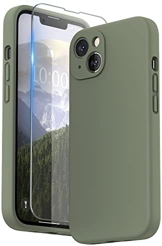 SURPHY Compatible with iPhone 13 Case with Screen Protector, Liquid Silicone Protection for Each Lens Shockproof Thickened Rubber Cover for iPhone 13 6.1 inch 2021, Midnight Blue