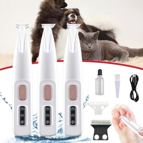 Doggykings 3 In 1 Electric Dog Trimmer, Doggy Kings Paw Trimmer, Doggy Kings Feet Clippers Trimmers, Rechargeable Waterproof with Led Light for Trimming Dog (3pcs)