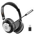 Wantek Headset mit Mikrophone Kabelloses, Wireless Headset für PC Laptop, Bluetooth Headset mit Noise Cancelling Mikrofon und USB Dongle, Call Center Headset Kompatibel mit Computer Laptop Teams