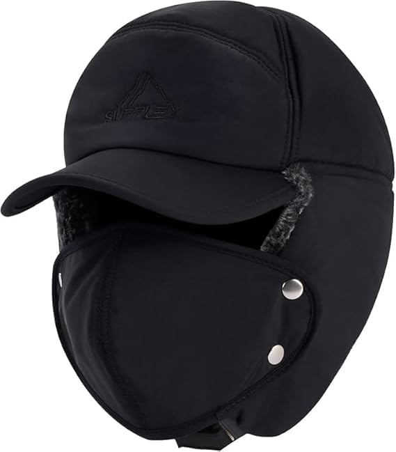 3-in-1 Winter Trapper Cap with Face Mask | Waterproof Windproof Warm Hat with Ear Flaps & Fleece Lining | Snow & Cold Protection Cap for Men Women Biking Trekking Travel-image-49