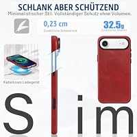 SHIELDON Lederhülle für iPhone Air 6,5" 5G 2025, Retro Rot – Ansicht 6