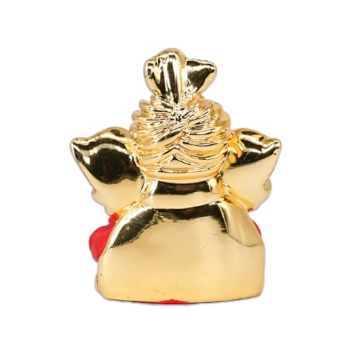 Image of Gold Plated Umaputra Ganesha | Ganpati Idol for Car Dashboard, Office Desk & Home Temple | Prosperity & Protection| Travel-Friendly Ganpati | Height 3 Inch
