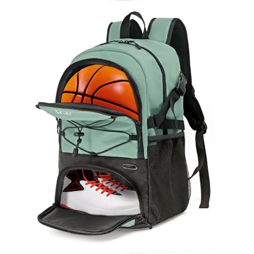 WOLT | Basketball Backpack Large Sports Bag with Separate Ball Holder & Shoes Compartment Best for Basketball Soccer Volleyball Swim Gym Travel